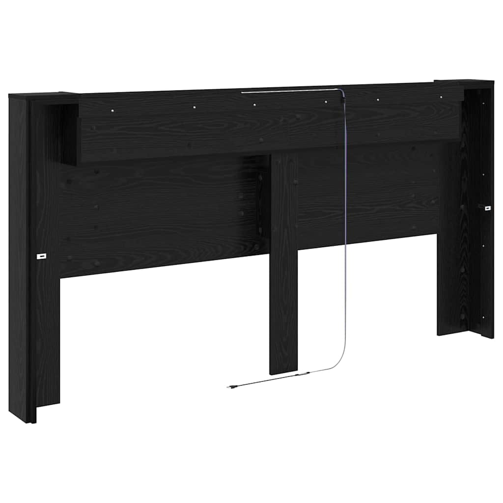 Testiera di stoccaggio con LED Rovere Nero Legno ingegnerizzato