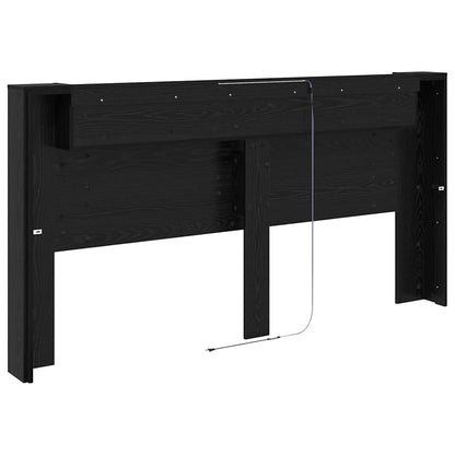 Testiera di stoccaggio con LED Rovere Nero Legno ingegnerizzato