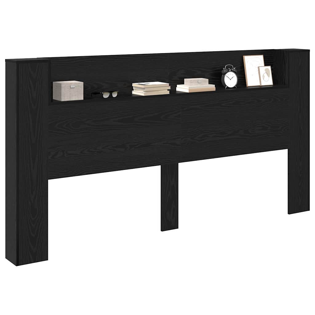 Testiera di stoccaggio con LED Rovere Nero Legno ingegnerizzato