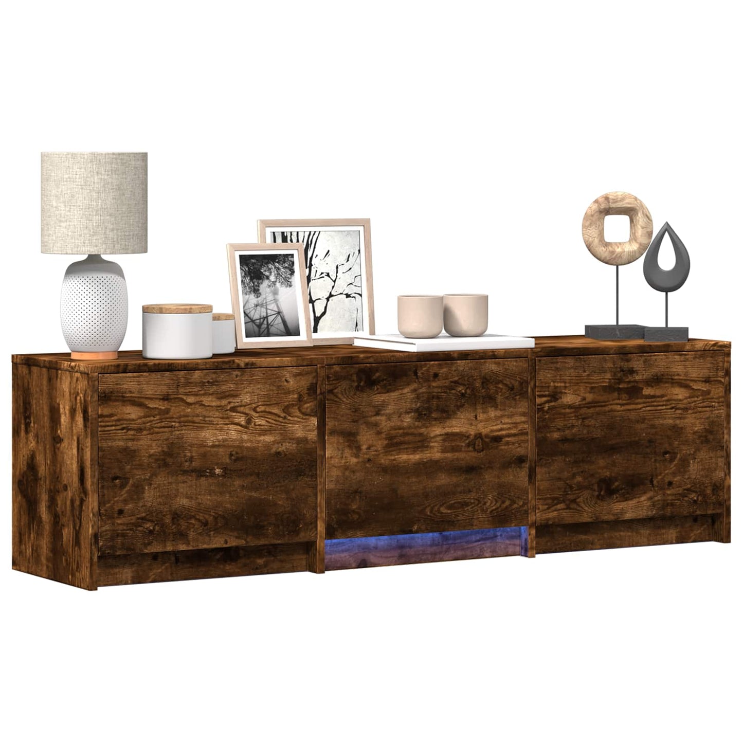 Mobile TV con LED con LED Quercia Affumicata 140 x 34 x 40 cm | homemem39