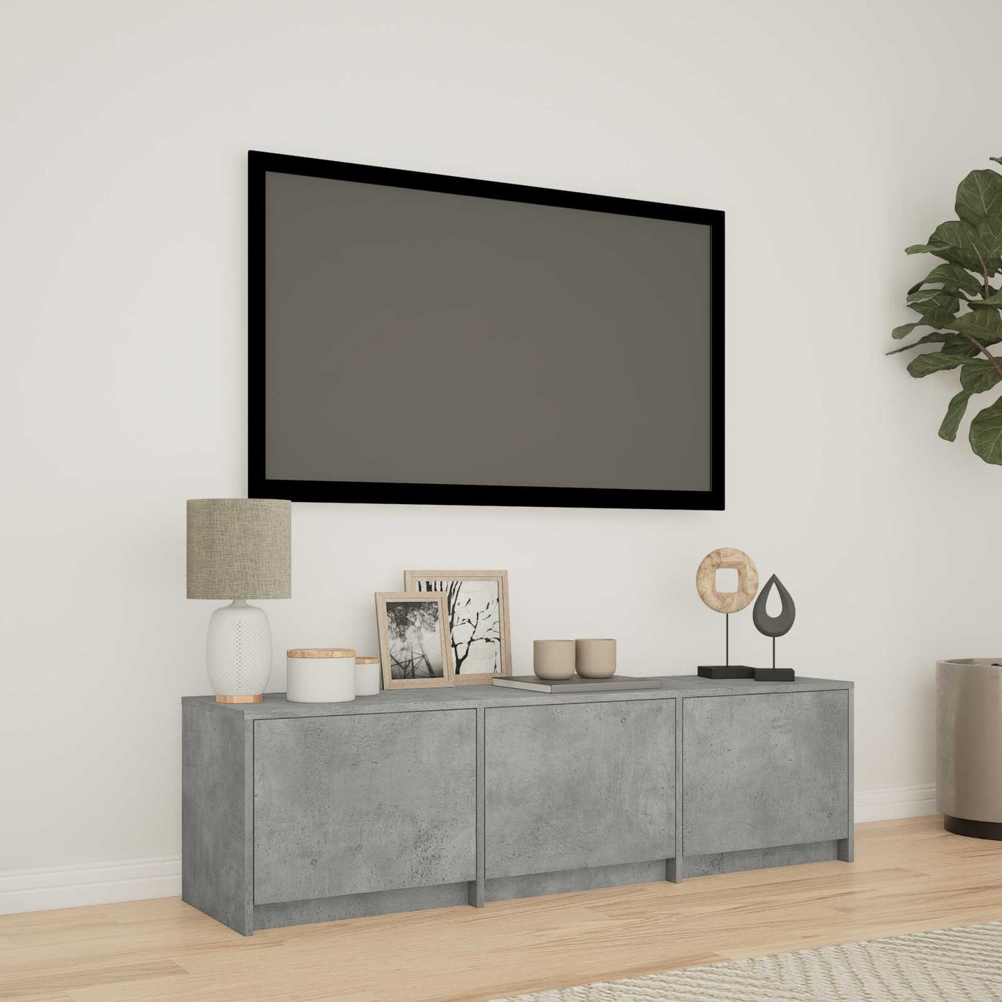 Mobile TV con LED con LED Grigio Cemento 140 x 34 x 40 cm