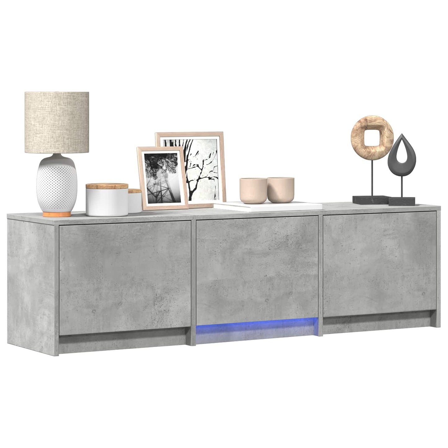 Mobile TV con LED con LED Grigio Cemento 140 x 34 x 40 cm
