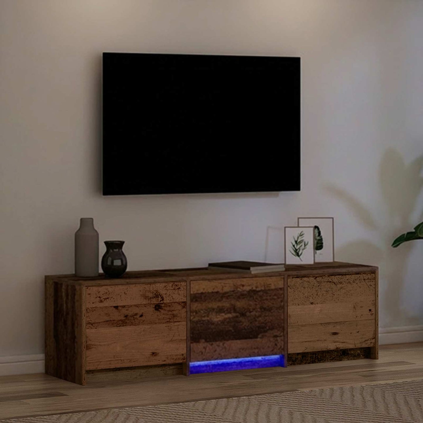 Mobile TV con LED con cassetto Legno vecchio 140 x 34 x 40 cm