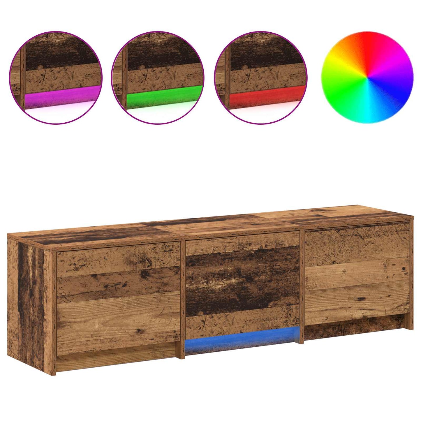 Mobile TV con LED con cassetto Legno vecchio 140 x 34 x 40 cm