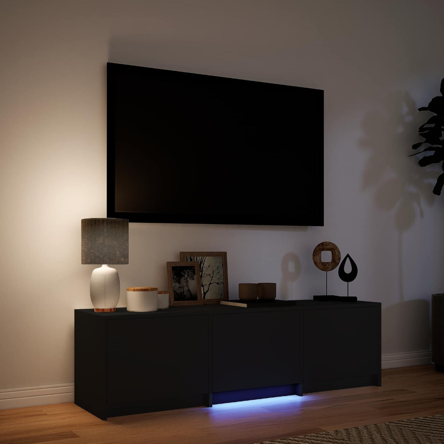 Mobile TV con LED Nero 140 x 34 x 40 cm Legno ingegnerizzato | homemem39