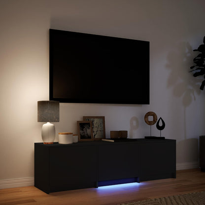 Mobile TV con LED Nero 140 x 34 x 40 cm Legno ingegnerizzato | homemem39