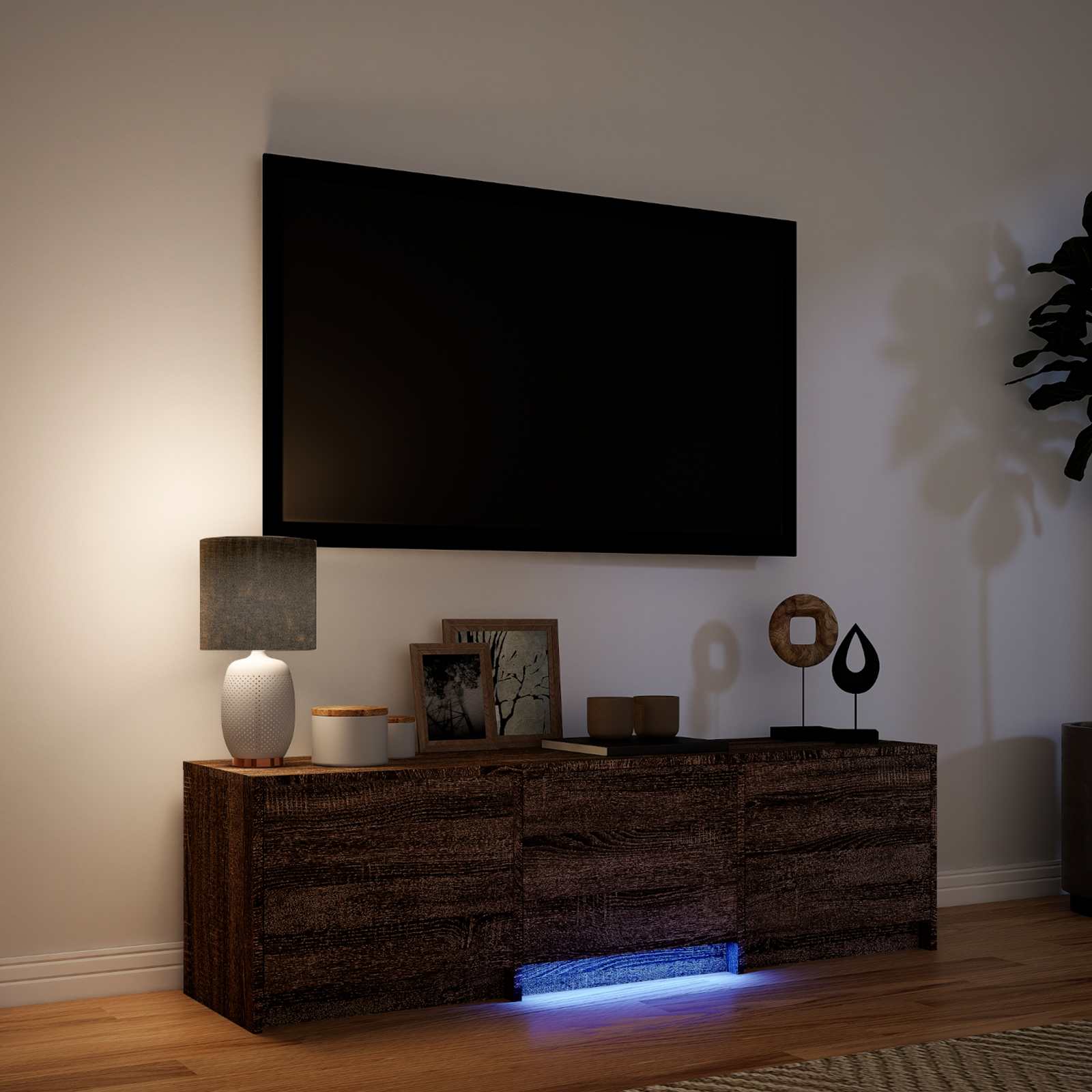 Mobile TV con LED con LED Quercia marrone 140 x 34 x 40 cm | homemem39