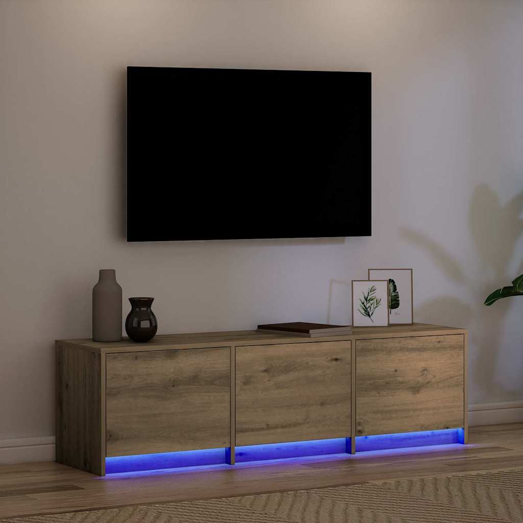 Mobile TV con LED Rovere Artigianale 140 x 34 x 40 cm
