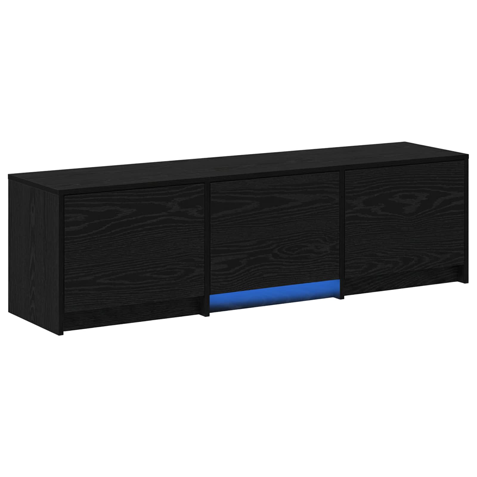 Mobile TV con LED con strisce LED Rovere Nero 140 x 34 x 40 cm | homemem39