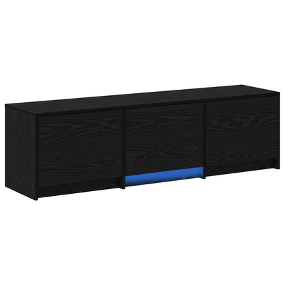 Mobile TV con LED con strisce LED Rovere Nero 140 x 34 x 40 cm | homemem39