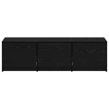 Mobile TV con LED con strisce LED Rovere Nero 140 x 34 x 40 cm
