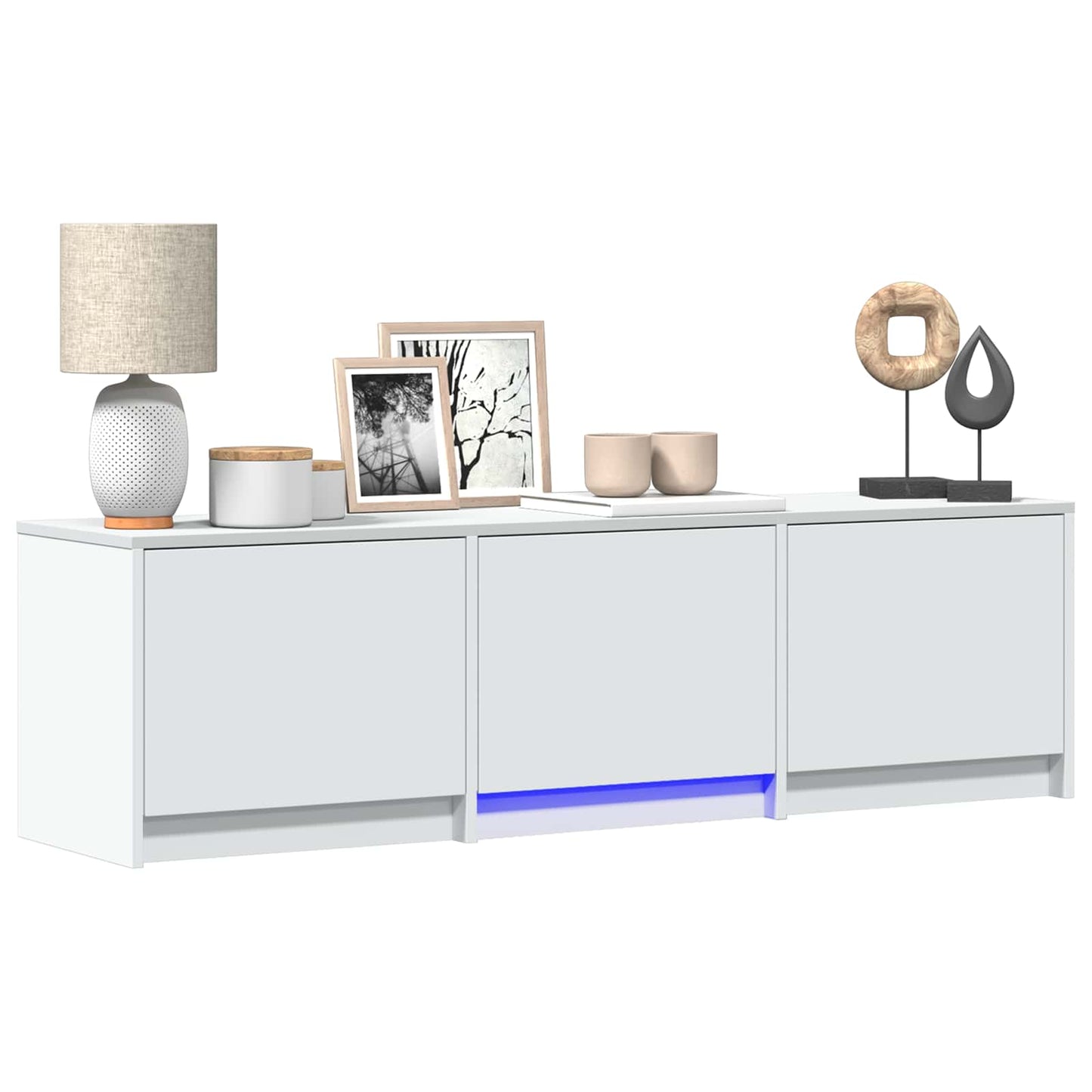 Mobile TV con LED Bianco 140 x 34 x 40 cm Legno ingegnerizzato | homemem39