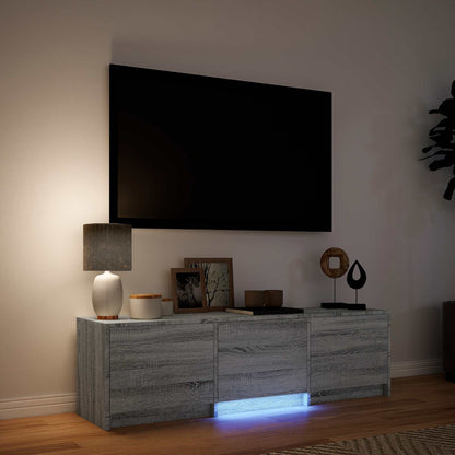 Mobile TV con LED con LED Sonoma grigia 140 x 34 x 40 cm | homemem39