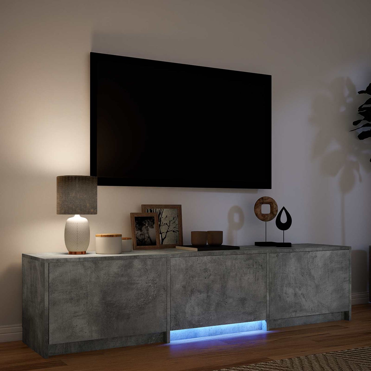 Mobile TV con LED con LED Grigio Cemento 165 x 34 x 40 cm | homemem39