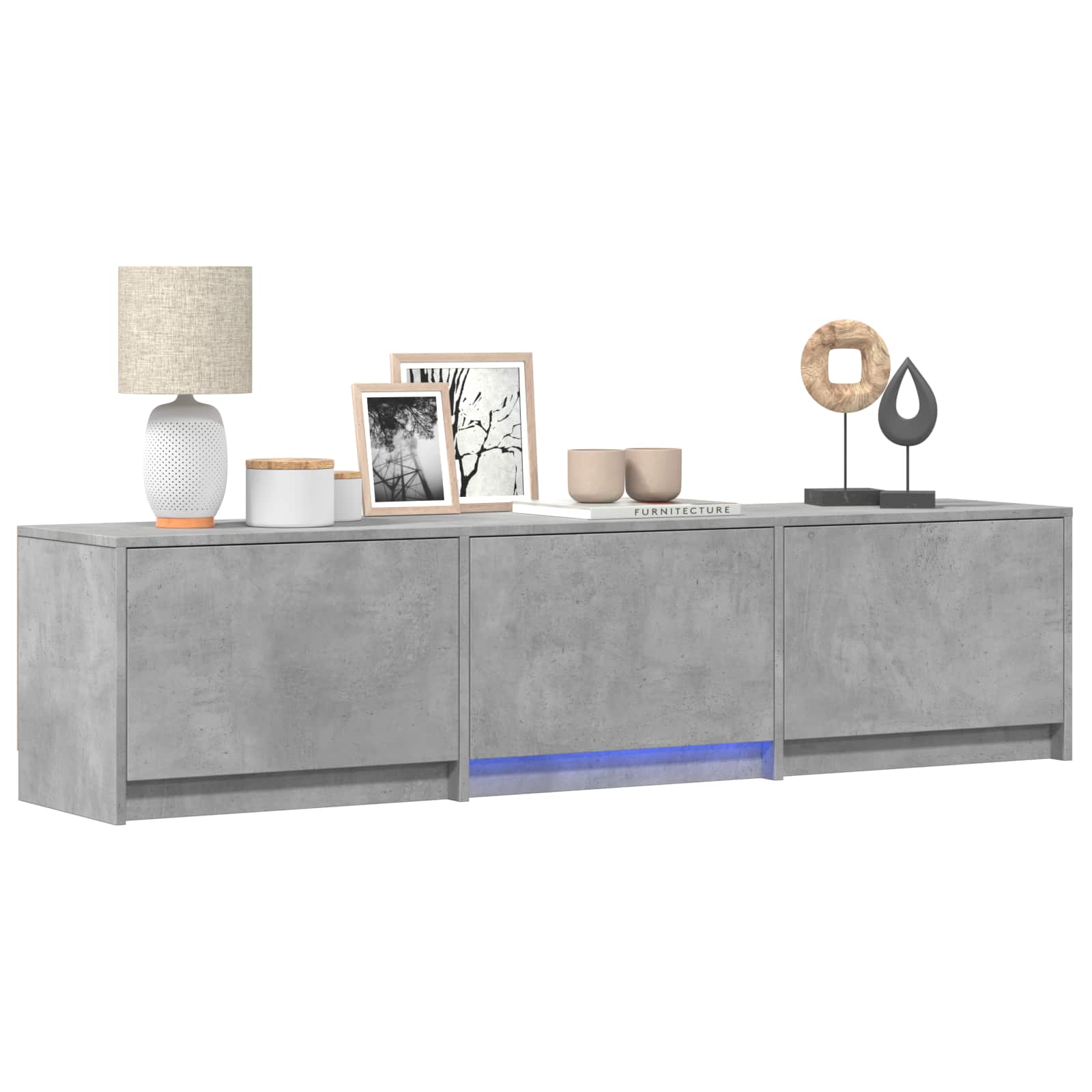 Mobile TV con LED con LED Grigio Cemento 165 x 34 x 40 cm | homemem39