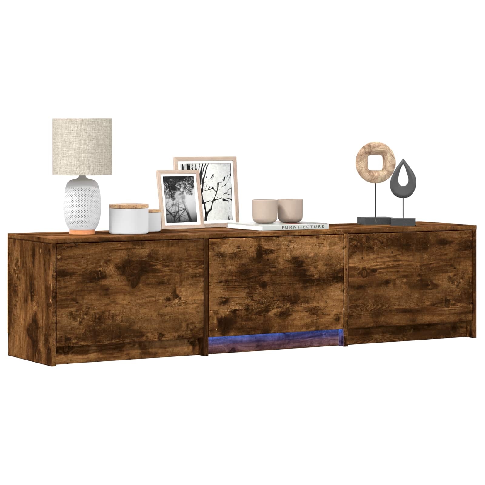Mobile TV con LED con LED Quercia Affumicata 165 x 34 x 40 cm | homemem39