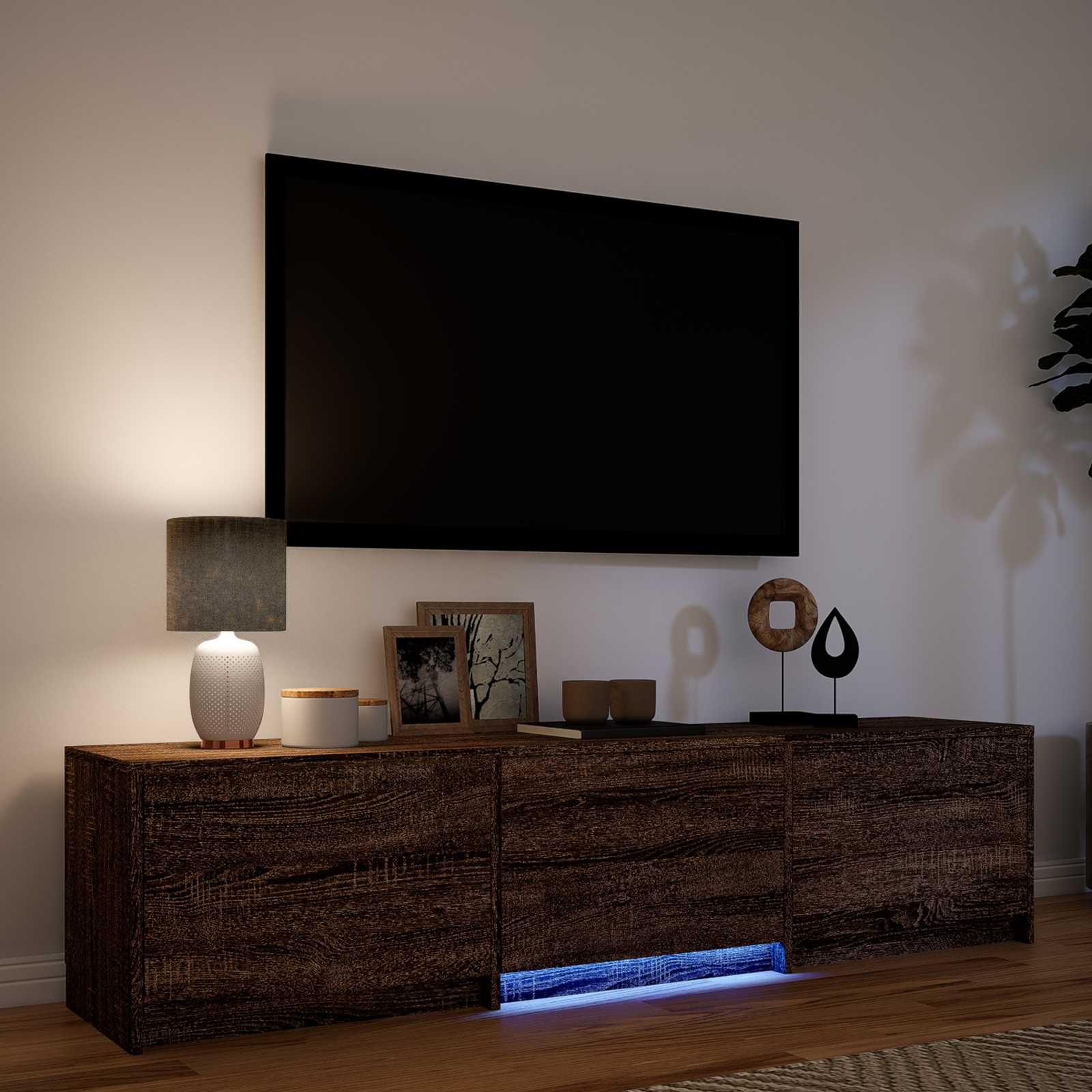 Mobile TV con LED con LED Quercia marrone 165 x 34 x 40 cm | homemem39