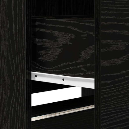 Mobile TV con LED con strisce LED Rovere Nero 165 x 34 x 40 cm