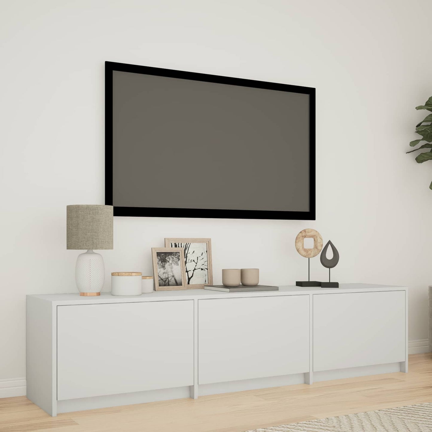Mobile TV con LED Bianco 165 x 34 x 40 cm Legno ingegnerizzato