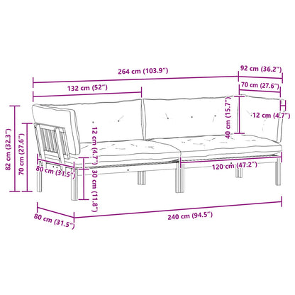 Unità di divano pallet da giardino 2 Pezzo | homemem39