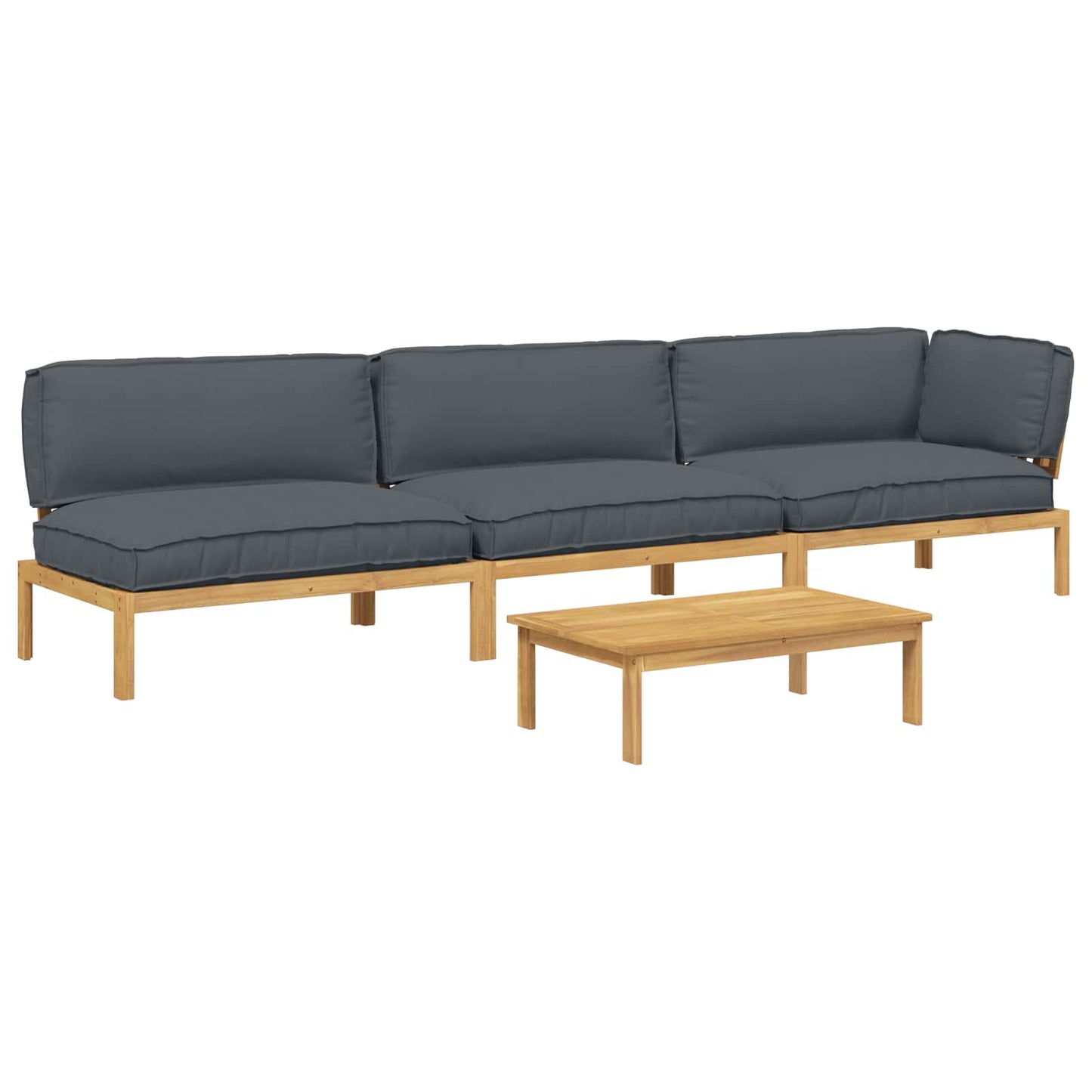 Set di divani 4 pcs Antracite Legno di Acacia Massello | homemem39