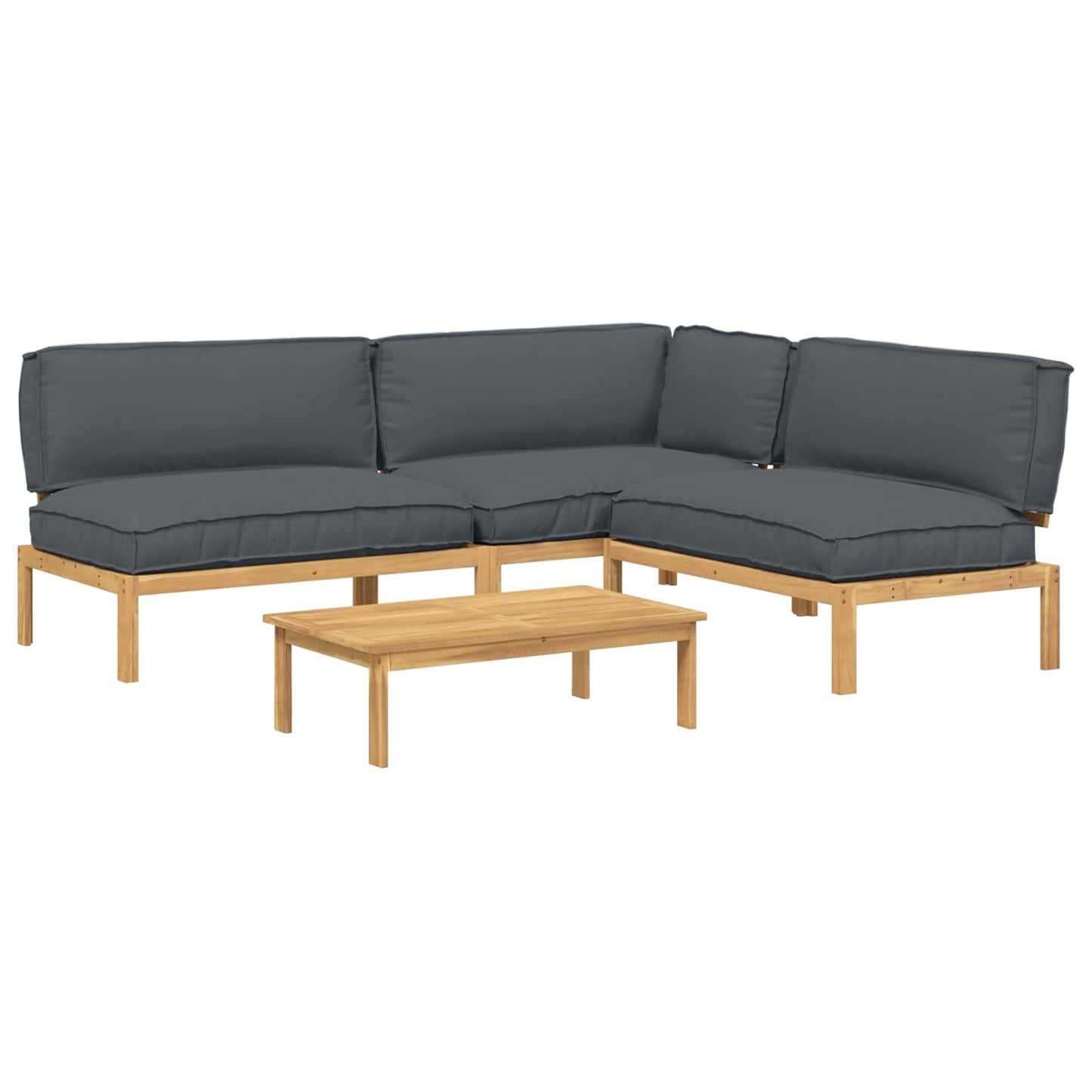 Set di divani 4 pcs Antracite Legno di Acacia Massello | homemem39