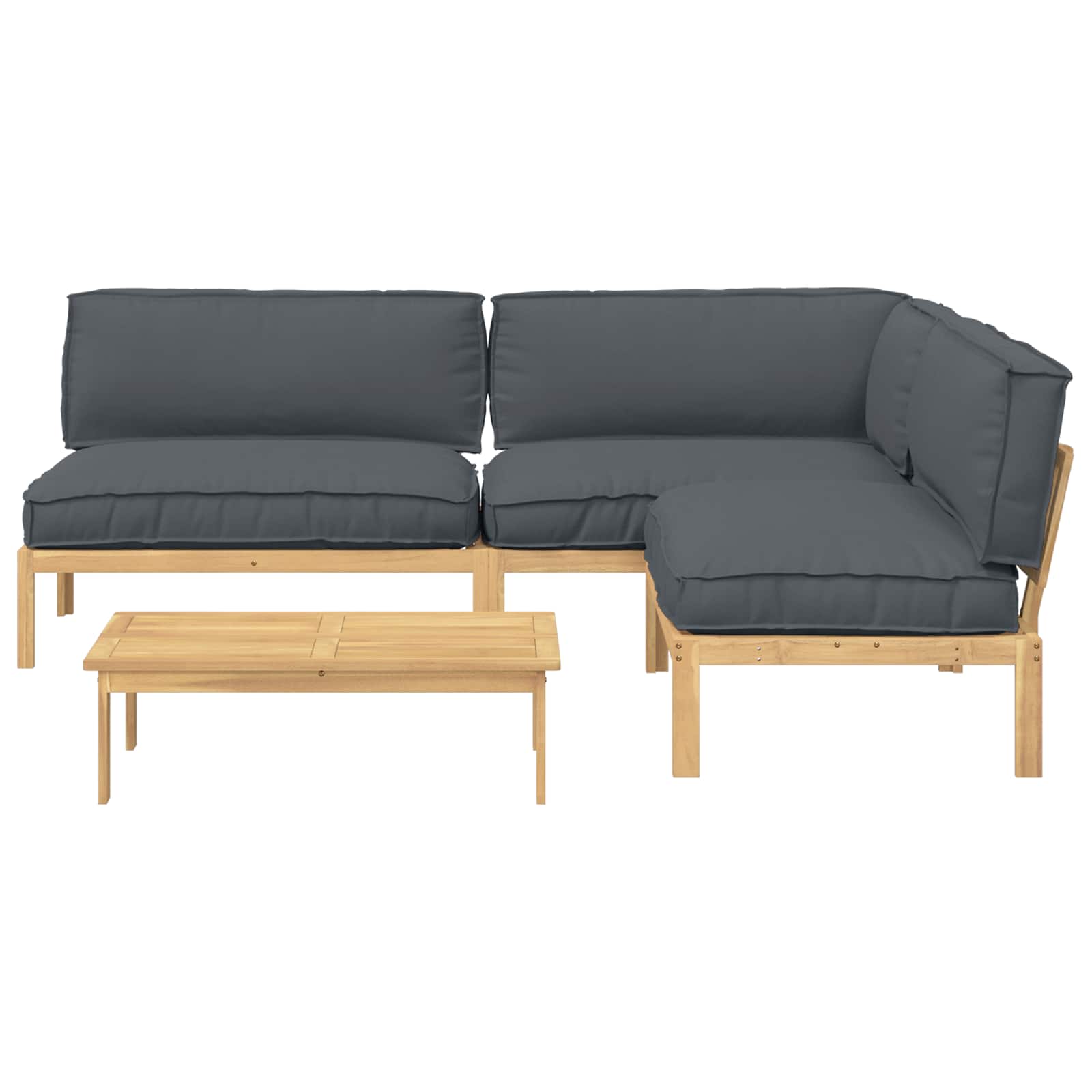 Set di divani 4 pcs Antracite Legno di Acacia Massello | homemem39