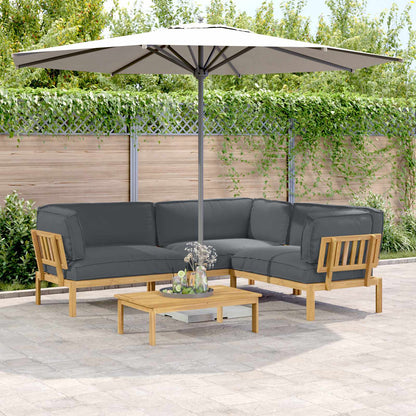 Set di divani 4 pz Antracite Legno di Acacia Massello