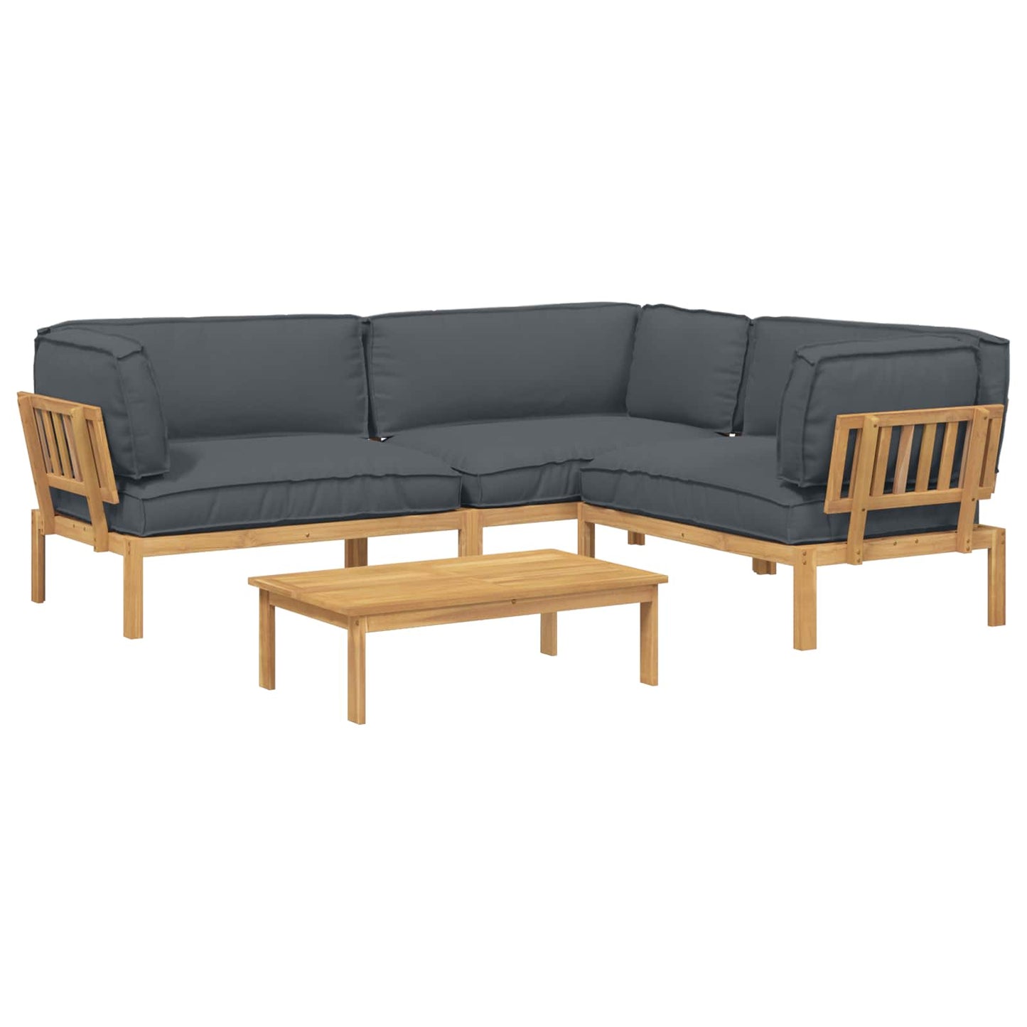 Set di divani 4 pcs Antracite Legno di Acacia Massello | homemem39