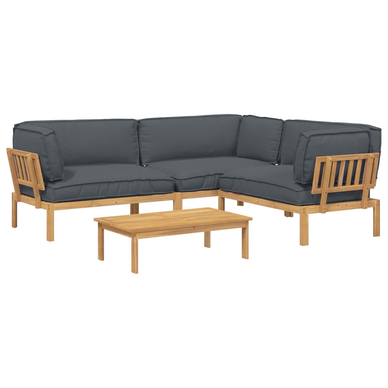 Set di divani 4 pcs Antracite Legno di Acacia Massello | homemem39