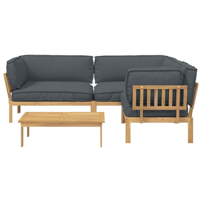 Set di divani 4 pcs Antracite Legno di Acacia Massello | homemem39