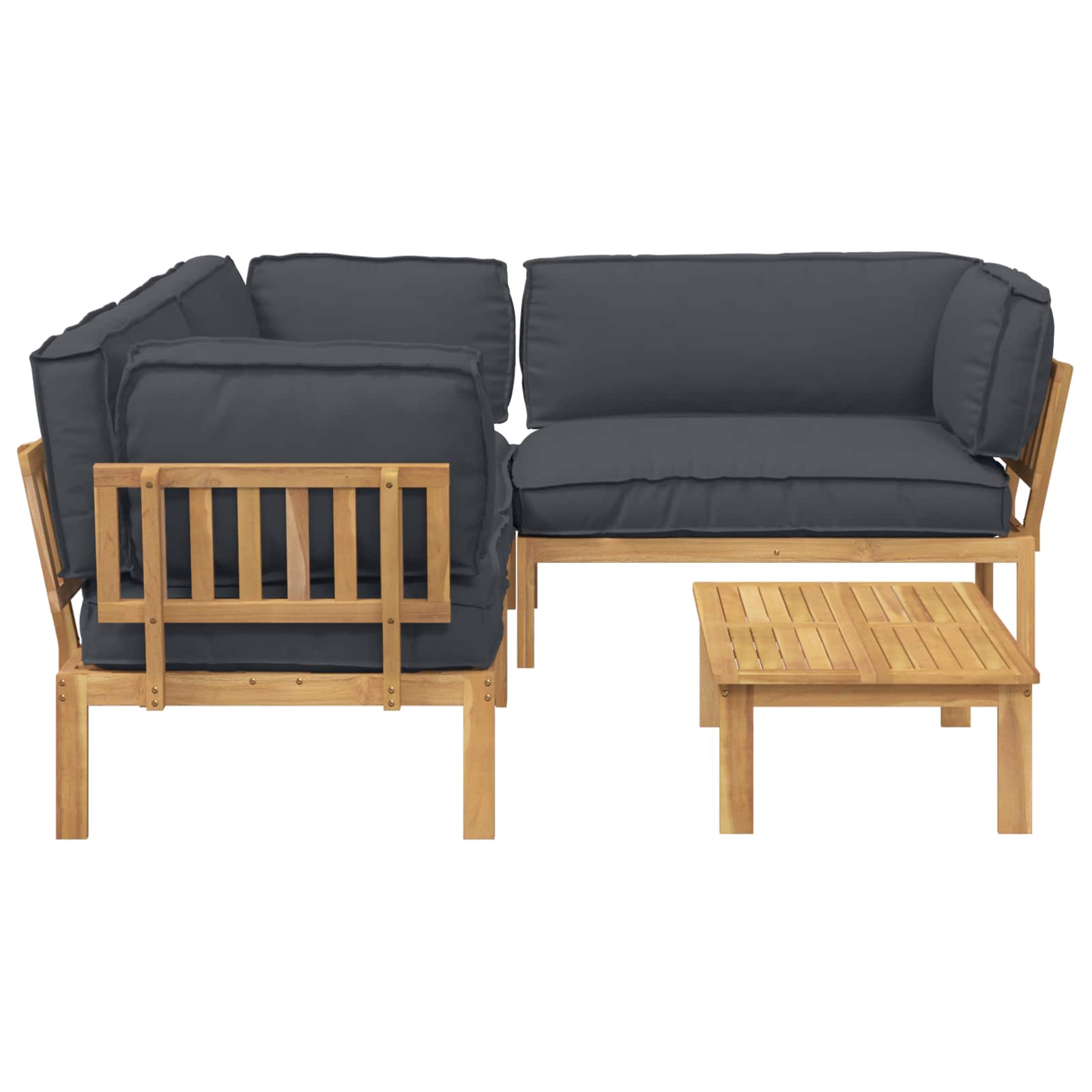 Set di divani 4 pcs Antracite Legno di Acacia Massello | homemem39