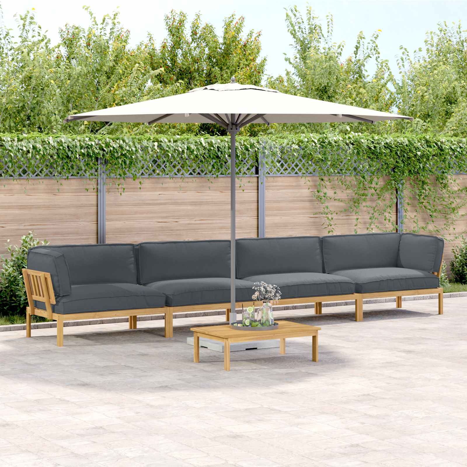 Set di divani 5 pcs Antracite Legno di Acacia Massello | homemem39