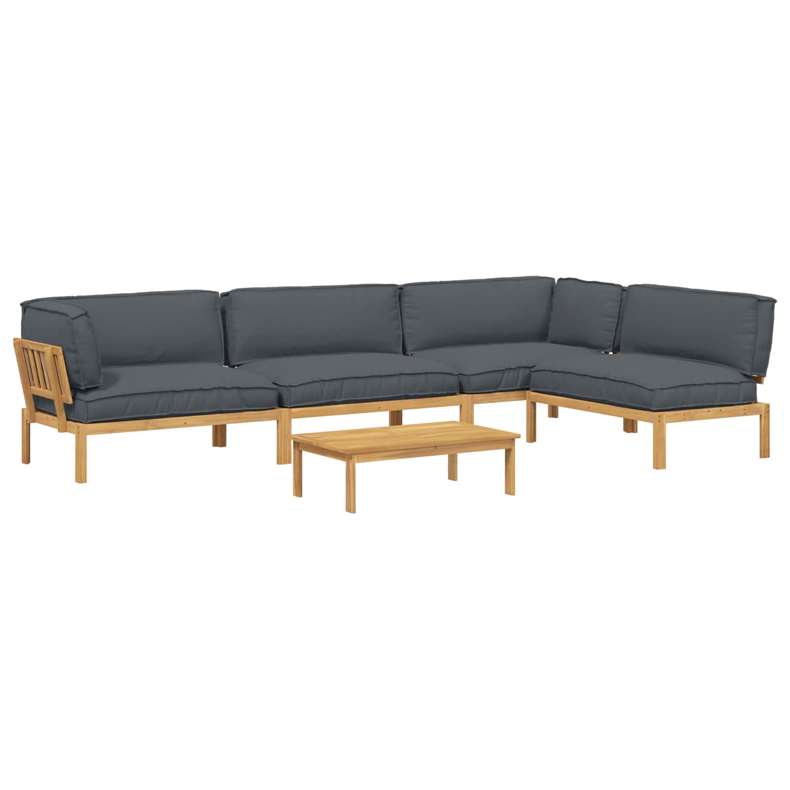 Set di divani 5 pcs Antracite Legno di Acacia Massello | homemem39