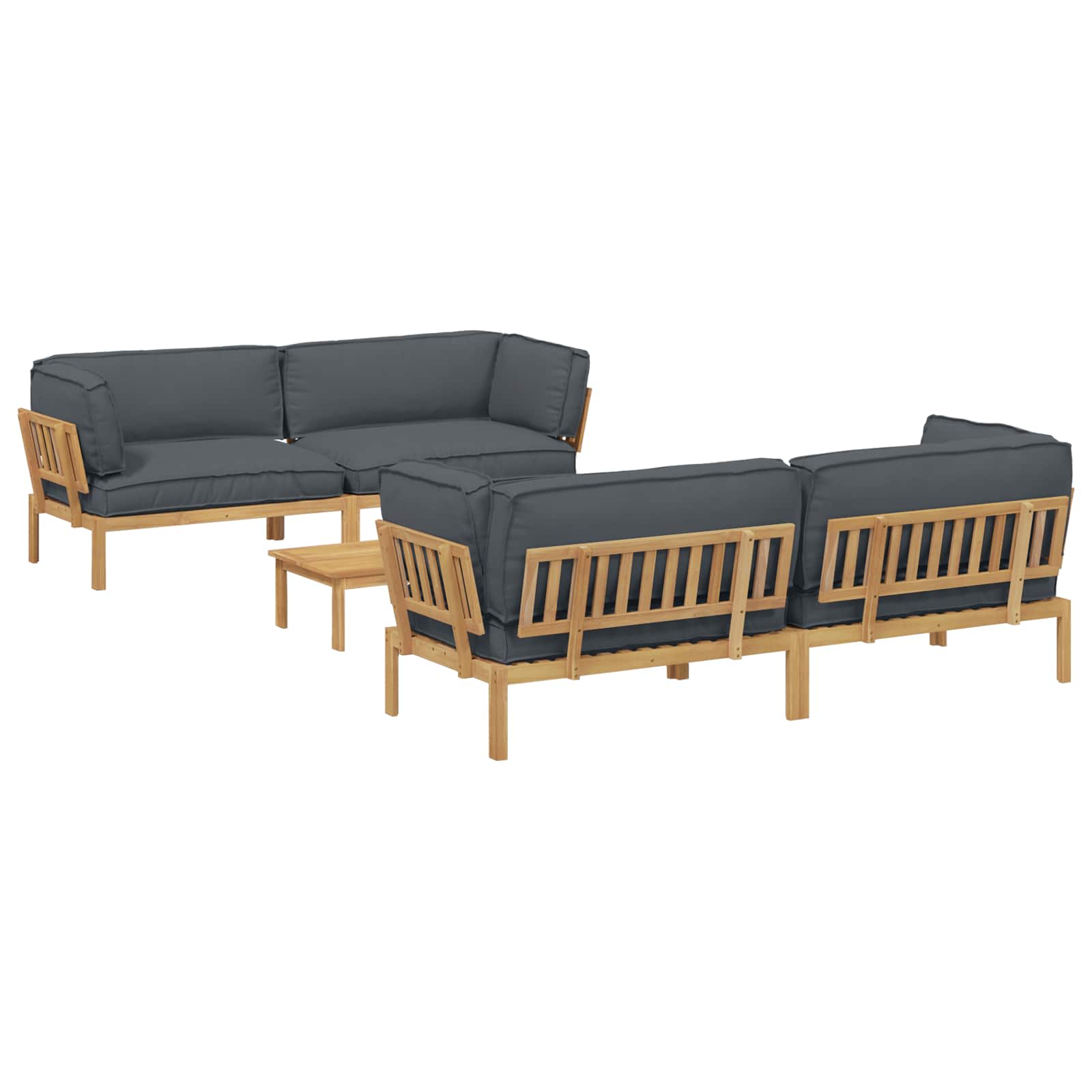 Set di divani 5 pcs Antracite Legno di Acacia Massello | homemem39