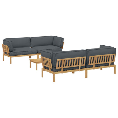 Set di divani 5 pcs Antracite Legno di Acacia Massello | homemem39
