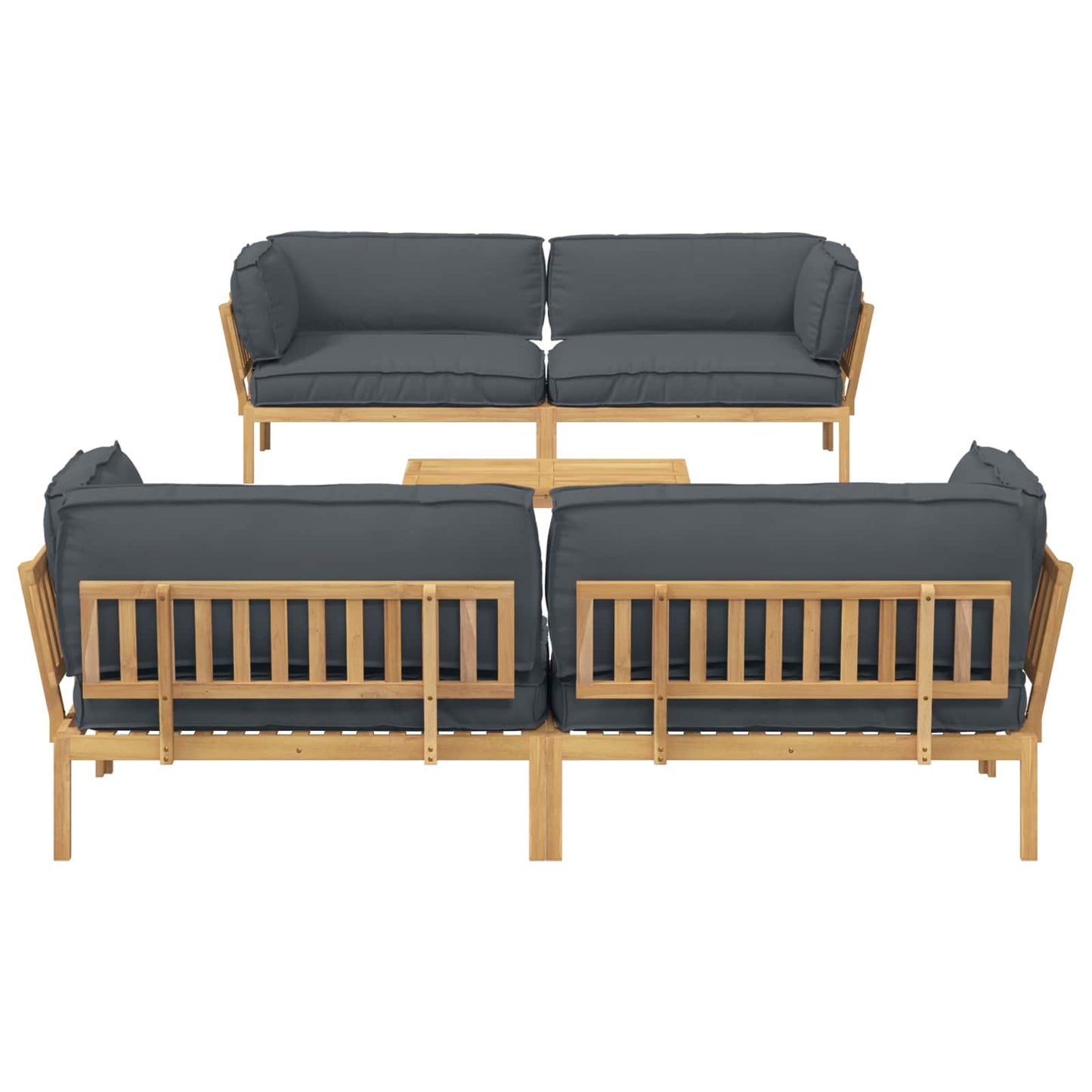 Set di divani 5 pcs Antracite Legno di Acacia Massello | homemem39