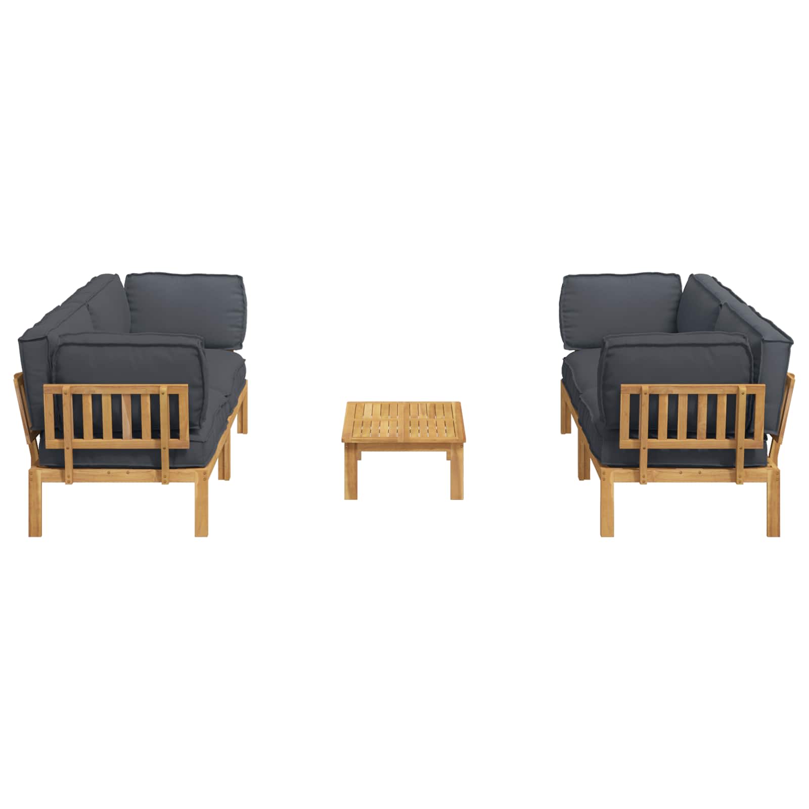 Set di divani 5 pcs Antracite Legno di Acacia Massello | homemem39