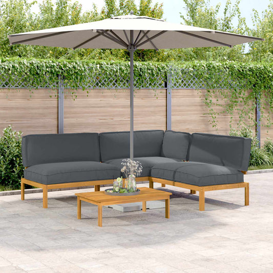 Set di divani 4 pcs Antracite Legno di Acacia Massello | homemem39