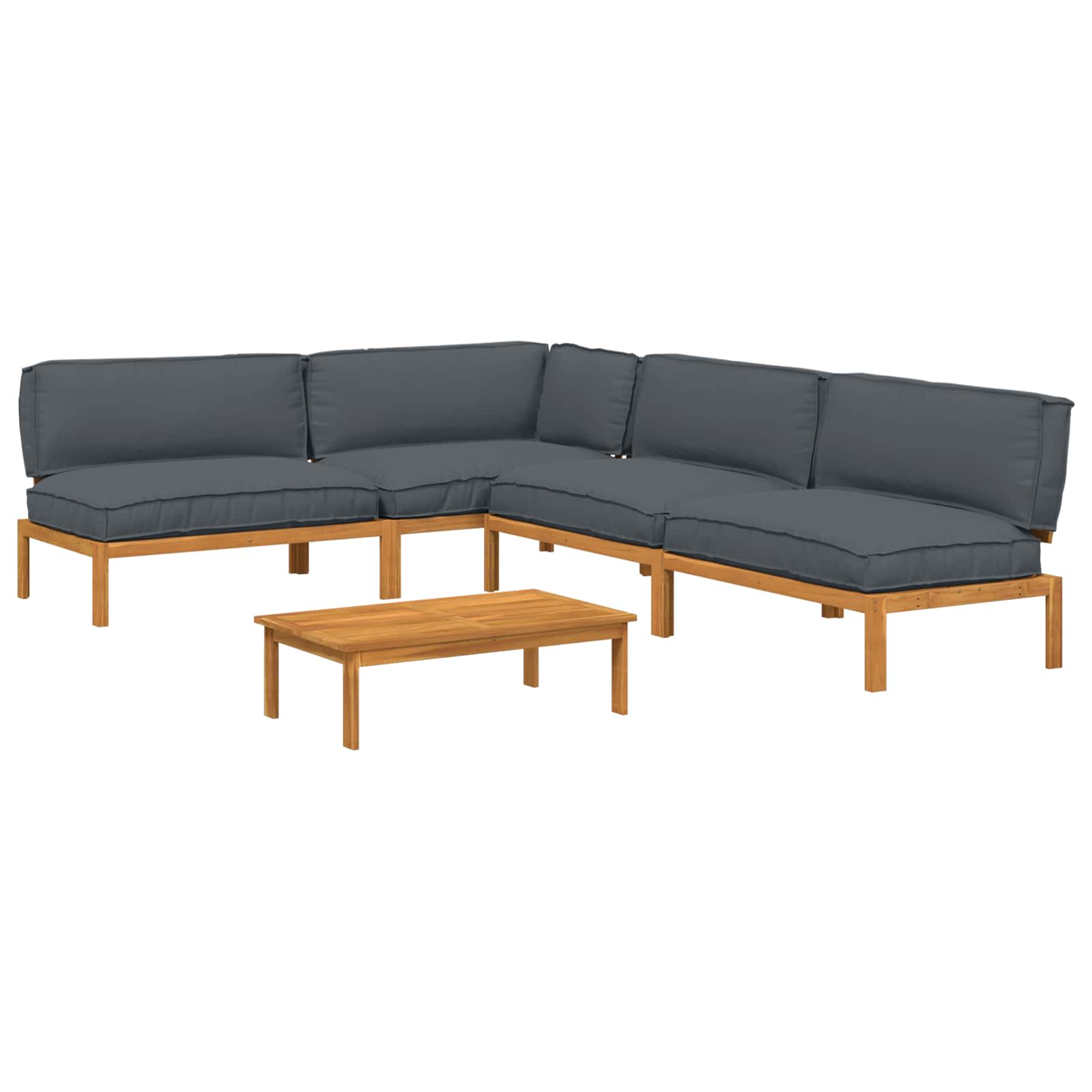 Set di divani 5 pcs Antracite Legno di Acacia Massello | homemem39