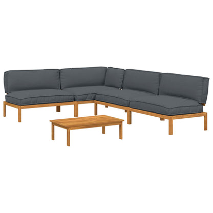 Set di divani 5 pcs Antracite Legno di Acacia Massello | homemem39