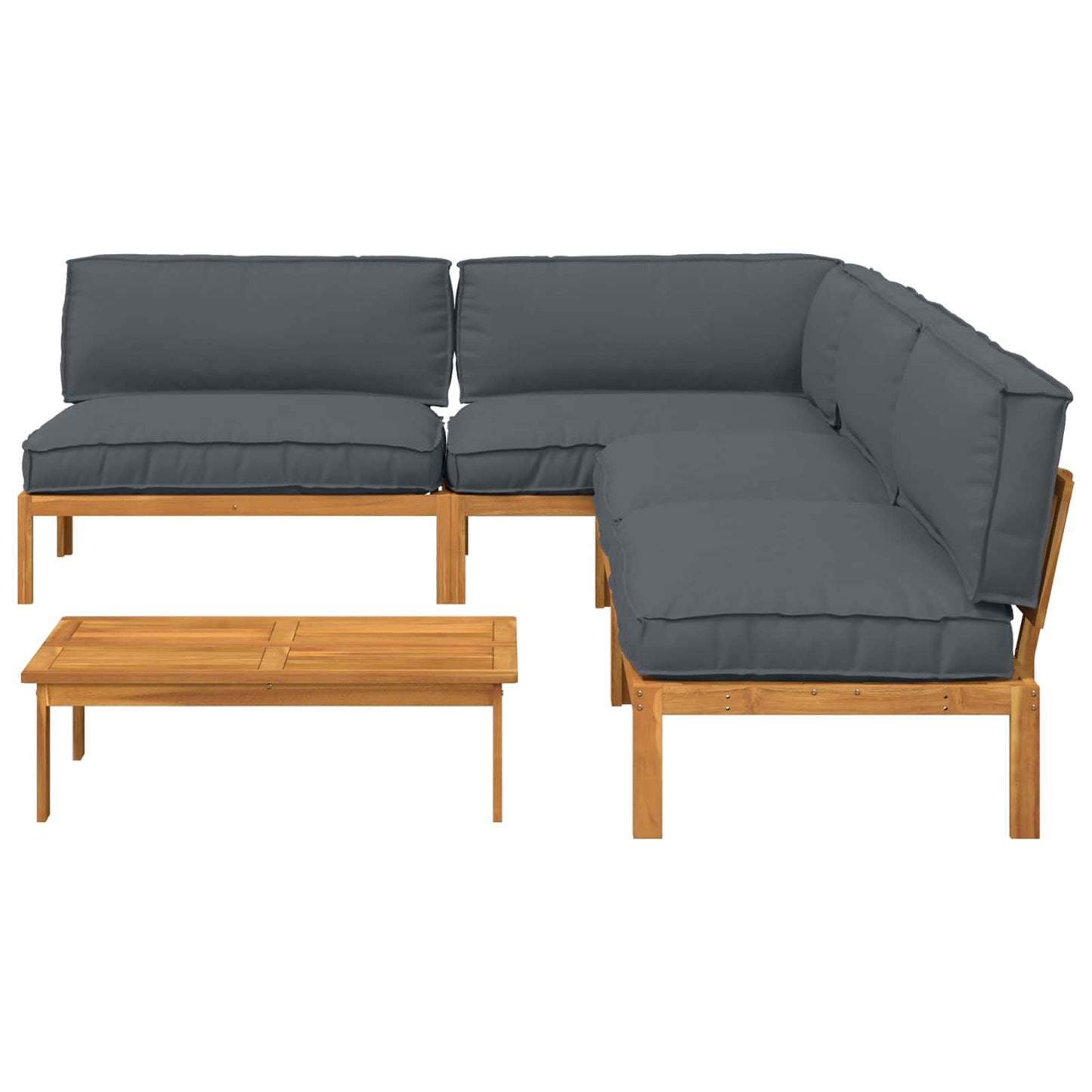 Set di divani 5 pcs Antracite Legno di Acacia Massello | homemem39