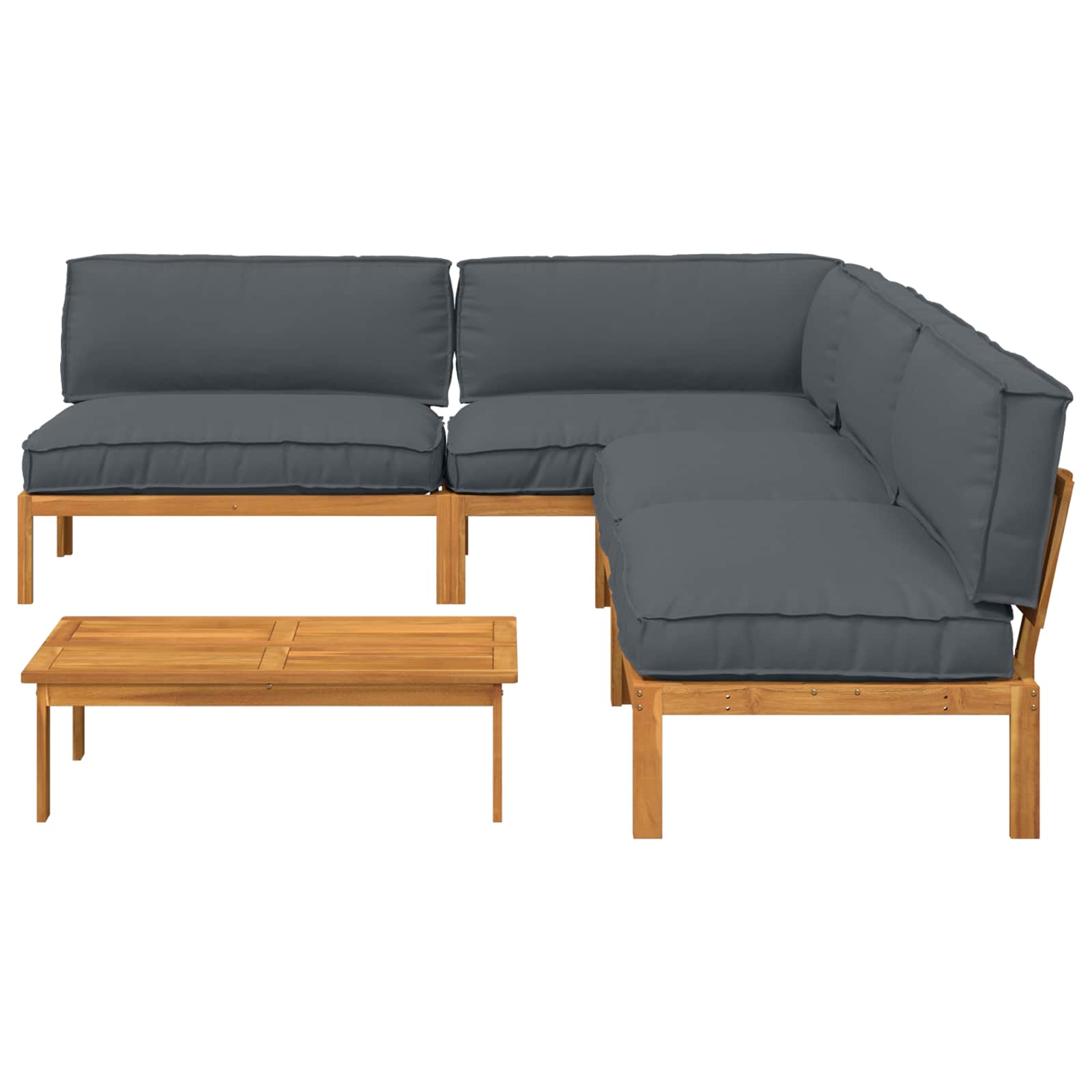 Set di divani 5 pcs Antracite Legno di Acacia Massello | homemem39
