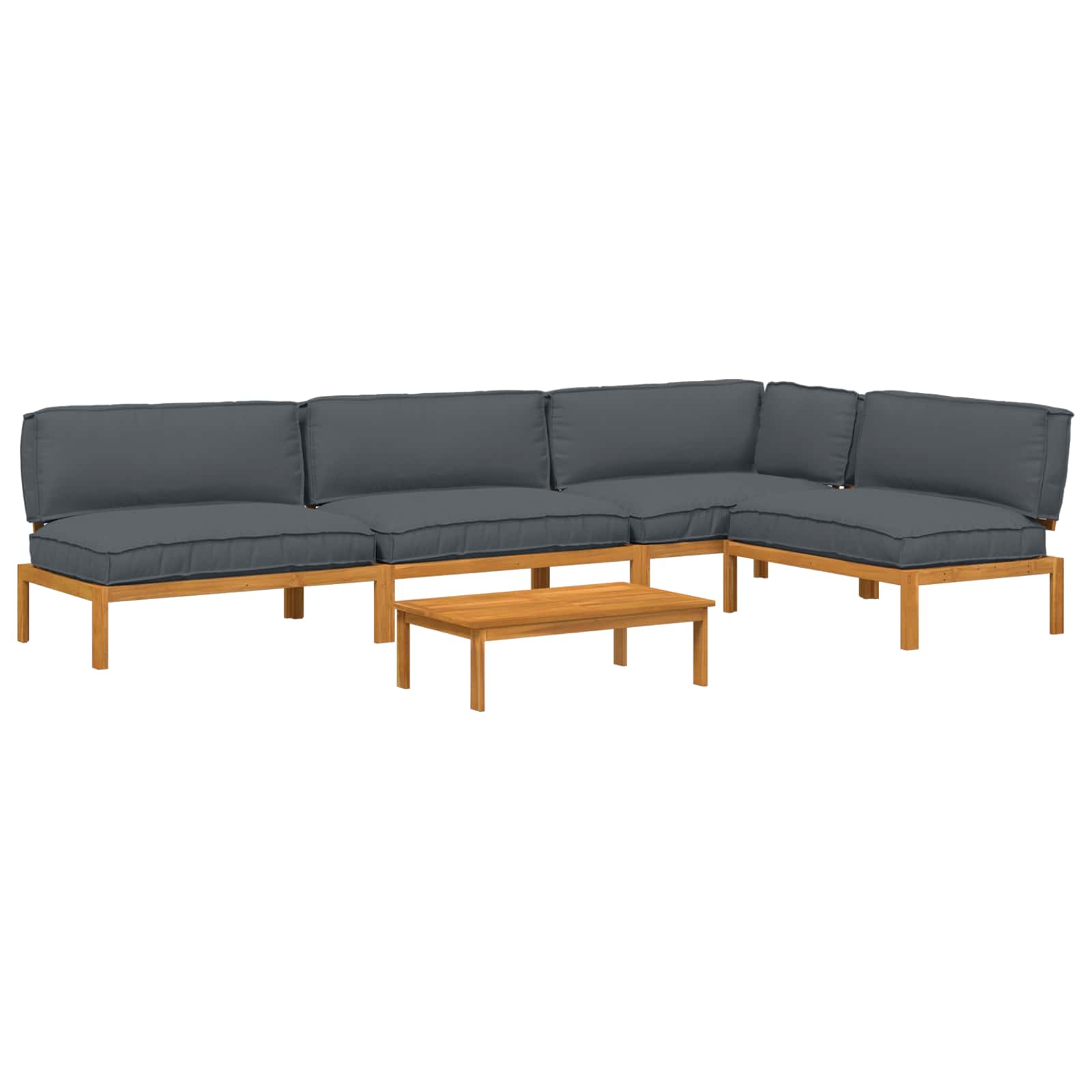 Set di divani 5 pcs Antracite Legno di Acacia Massello | homemem39