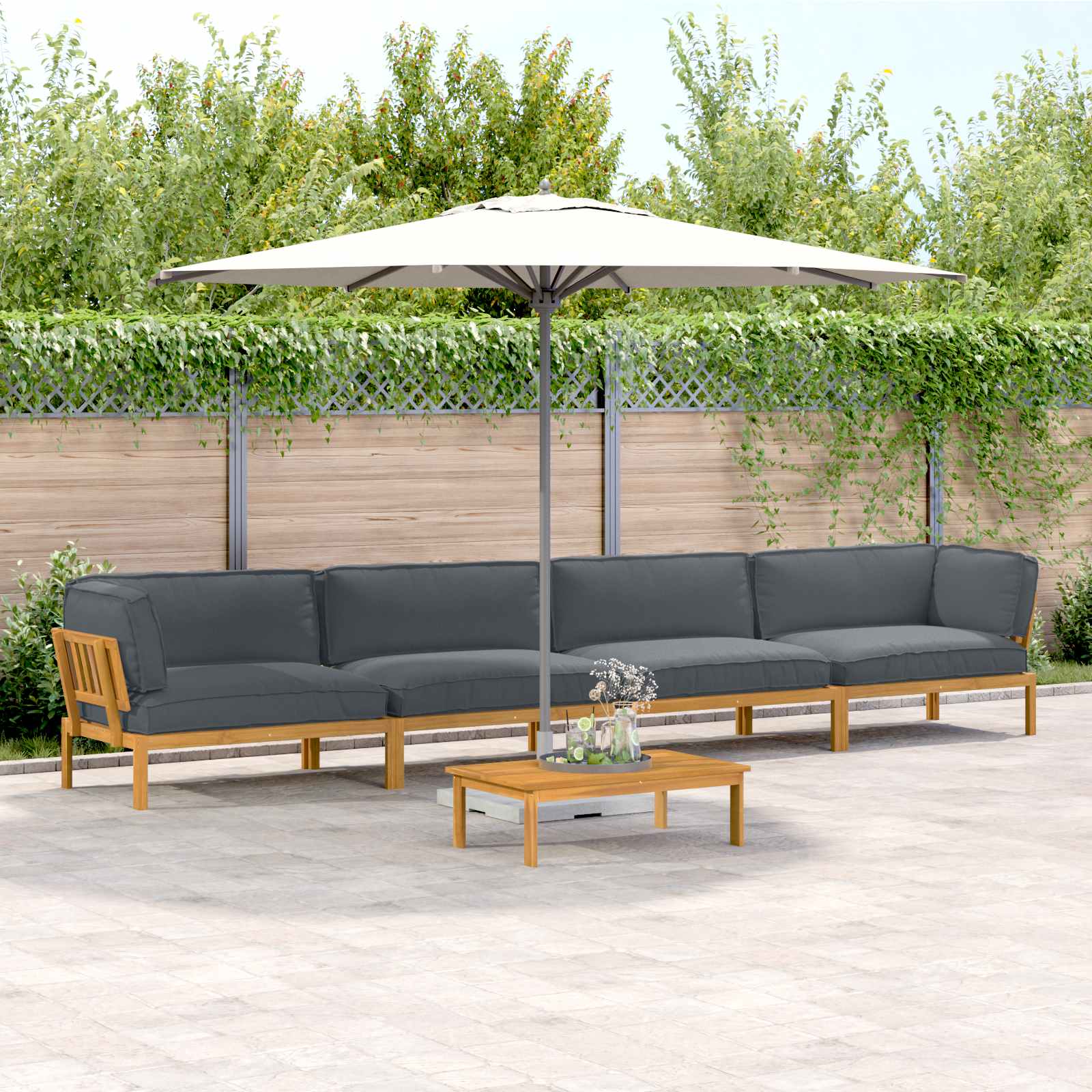 Set di divani 5 pcs Antracite Legno di Acacia Massello | homemem39