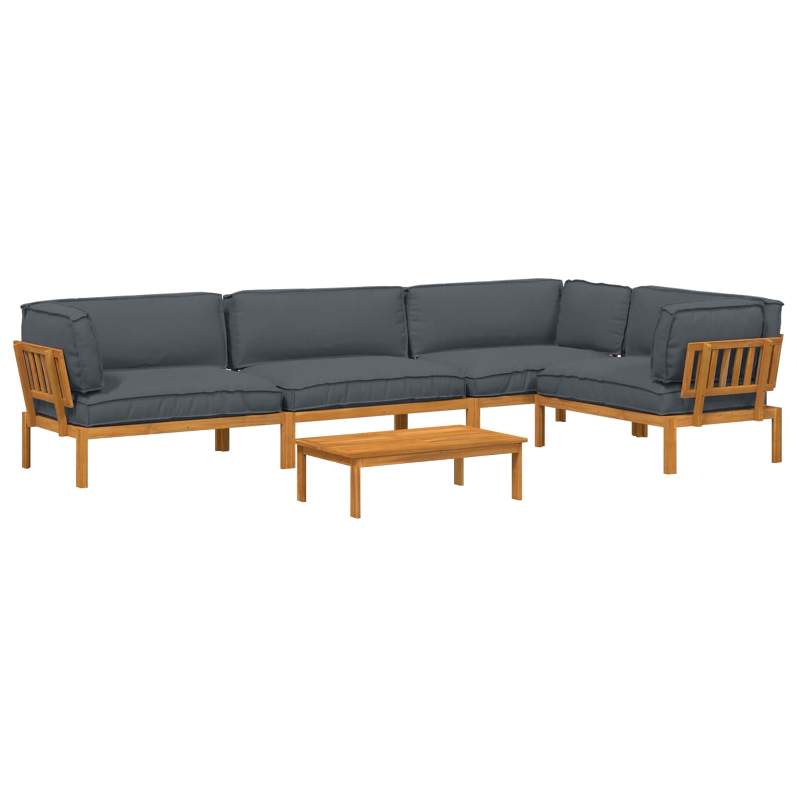 Set di divani 5 pcs Antracite Legno di Acacia Massello | homemem39