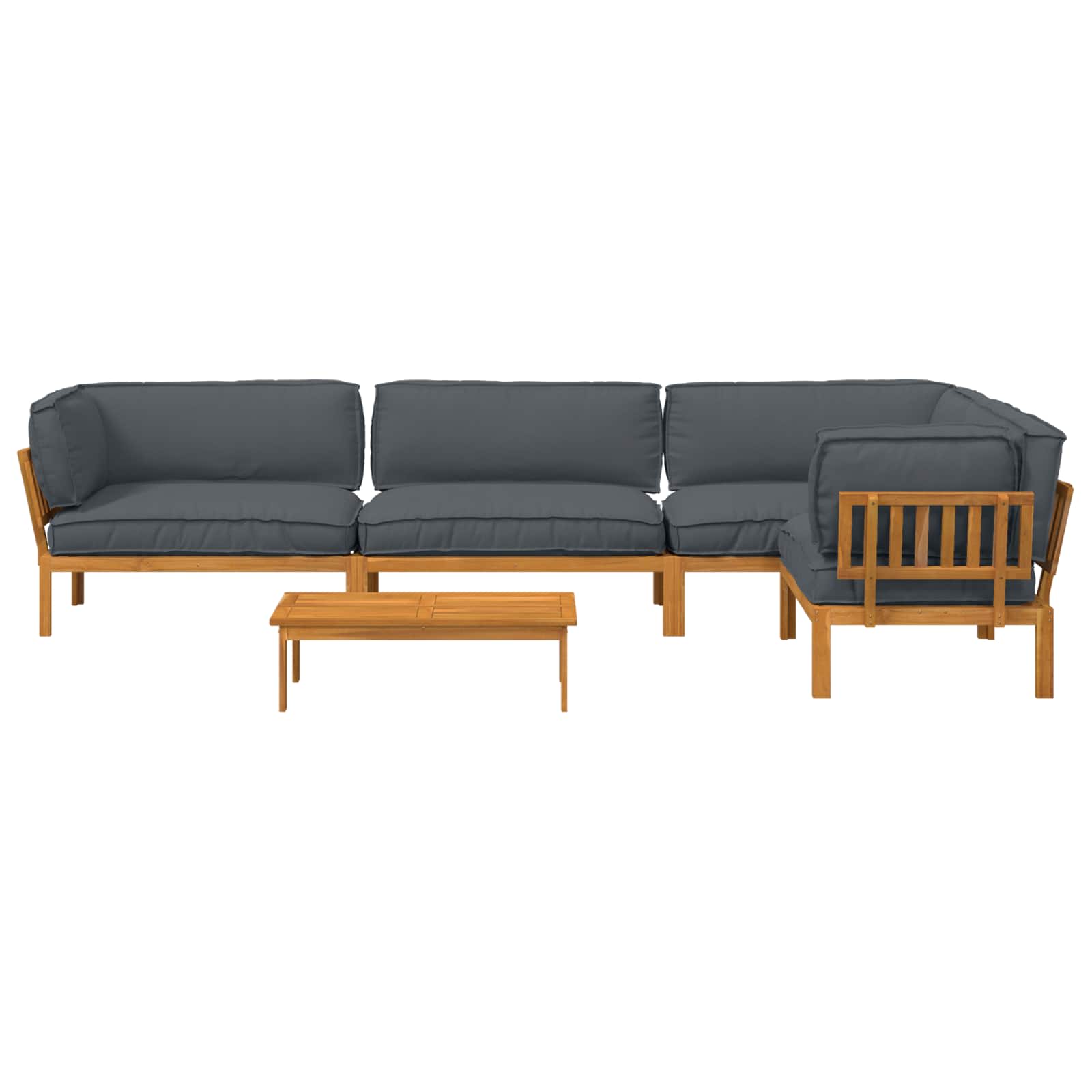 Set di divani 5 pcs Antracite Legno di Acacia Massello | homemem39