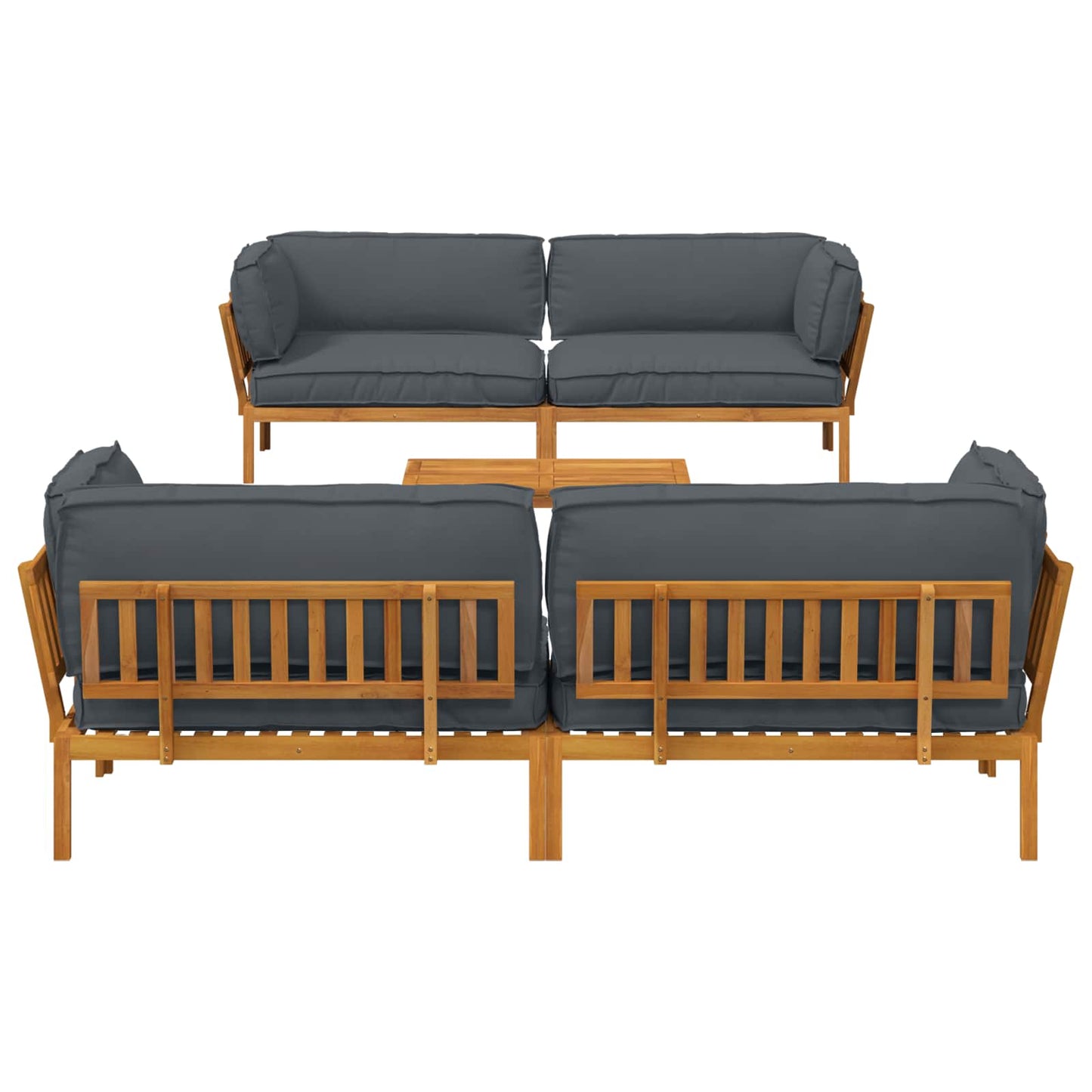 Set di divani 5 pcs Antracite Legno di Acacia Massello | homemem39