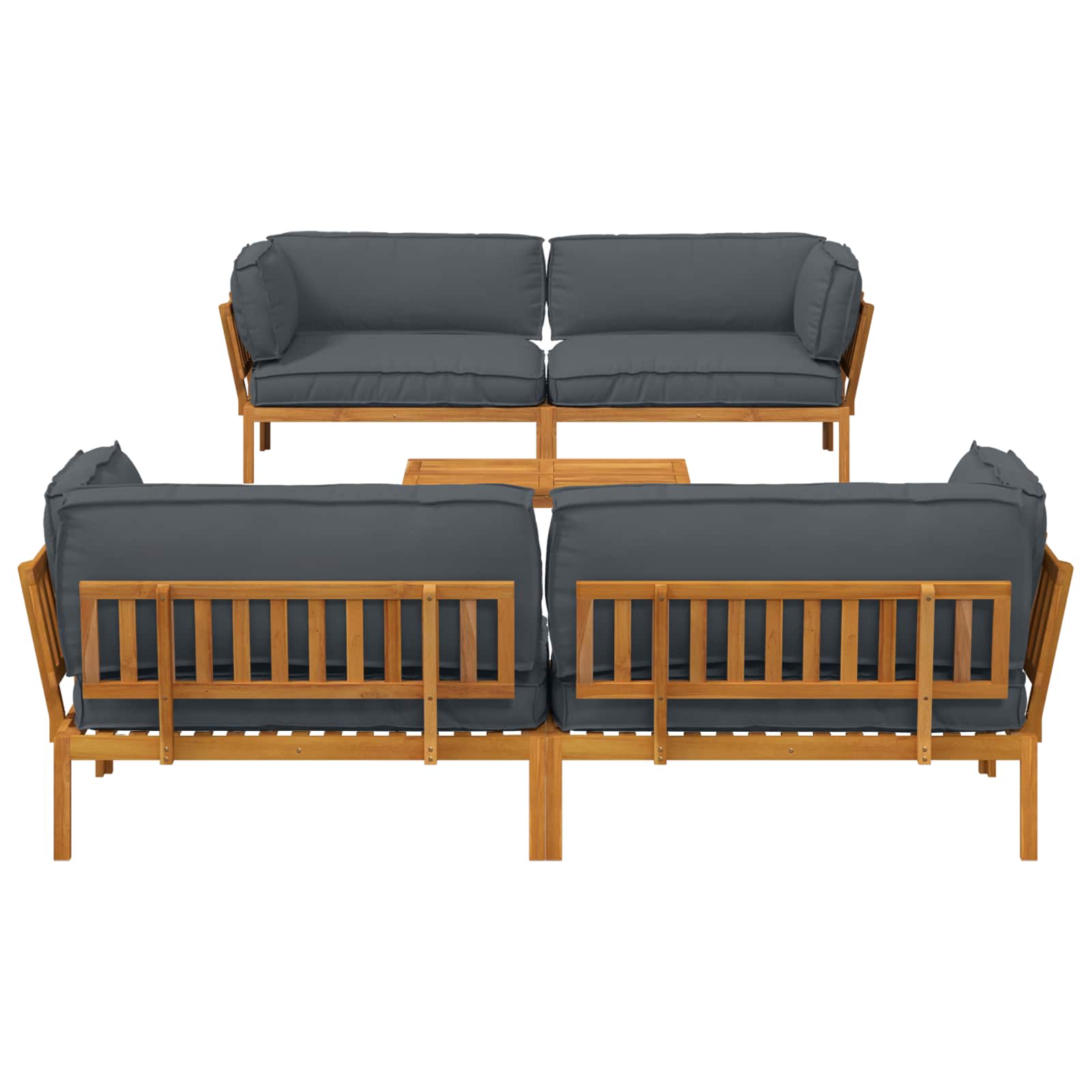 Set di divani 5 pcs Antracite Legno di Acacia Massello | homemem39