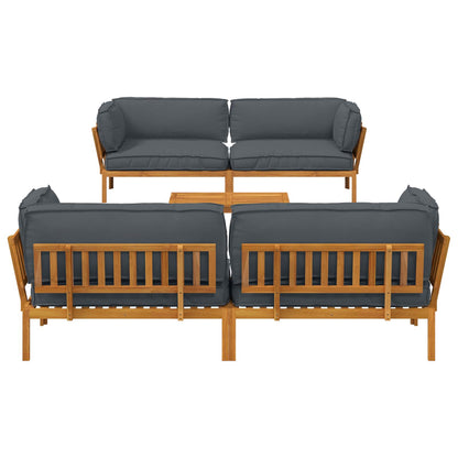 Set di divani 5 pcs Antracite Legno di Acacia Massello | homemem39